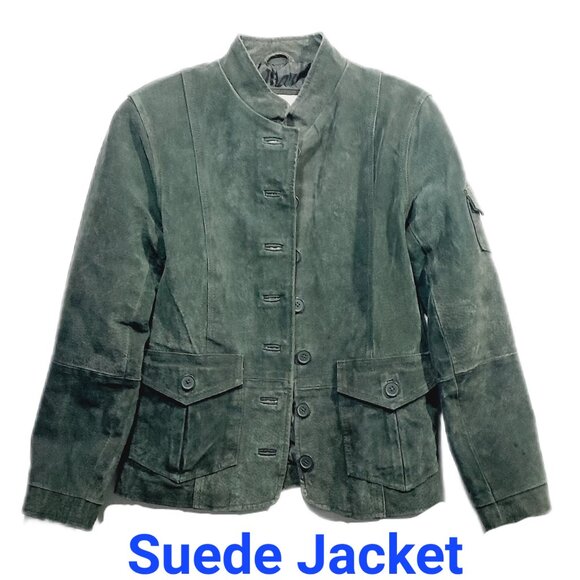 H & G Outerwear Jackets & Blazers - Suede Green Jacket By H&G Juniors Size Small/Petite